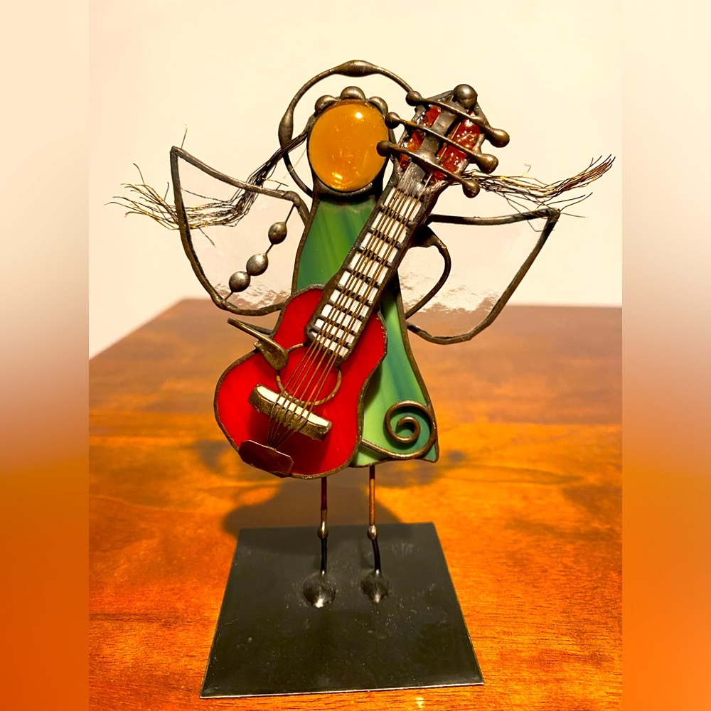 Stained Glass - Angel Figurine - Guitar